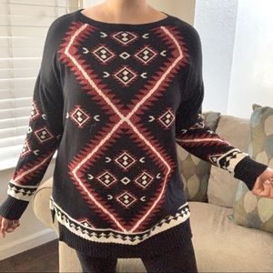 Lauren Ralph Lauren Knit Aztec Tunic Sweater Size XL Women’s Boho Cozy